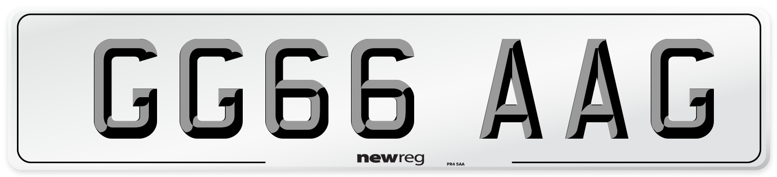 GG66 AAG Number Plate from New Reg